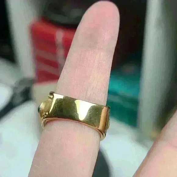 Gold plated ring  with blue red green glass stones size 6 - Picture 8 of 17